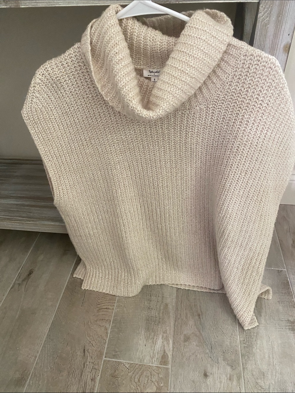 Splendid Oatmeal Cream Cowl Neck Wool/Cotton Blend Knit Sweater